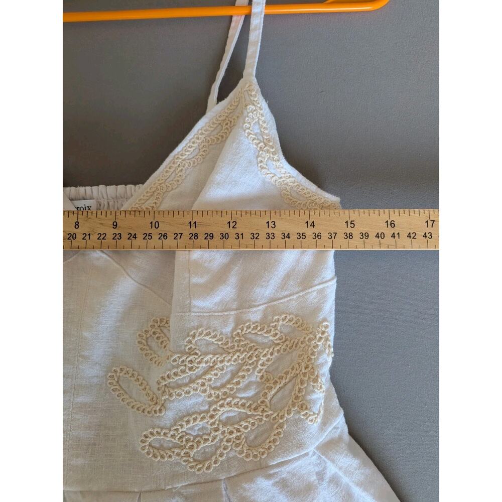 Christian Lacroix White Linen Blend Embroidered Sundress Smocked Boho Medium - Picture 4 of 9